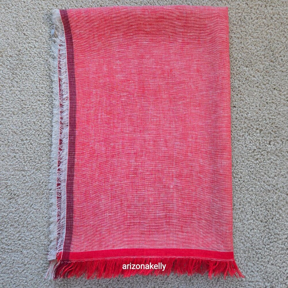 NWT 100% Capri Linen Scarf Red/Pink/Coral Italy - Picture 8 of 9